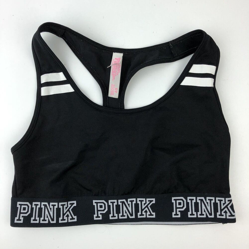 Victoria Secret PINK Haut Court Racerback Sports Bra Black 339561-5W6 Small R24